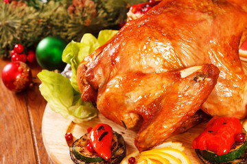 Garnished roasted turkey