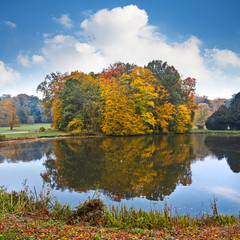 Autumn Landscape. The bright colors of autumn in the park by the