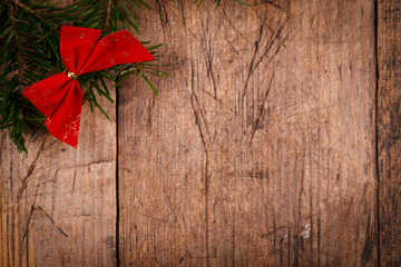 Wooden background with Christmas ornament