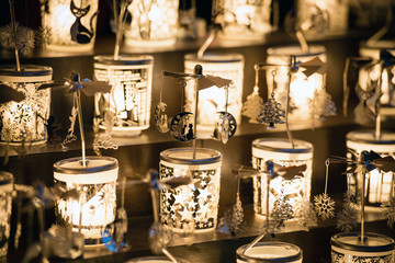 Christmas decorations on sale at the market