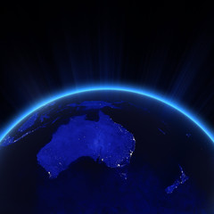 Australia and New Zeland city lights at night