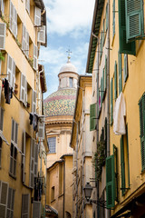 Green Shutters and Colorful Dome