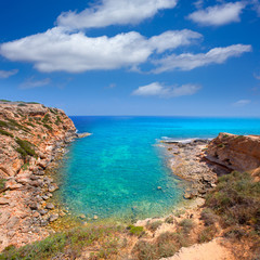 Fototapeta na wymiar Formentera Cala en Baster Baleary Hiszpanii