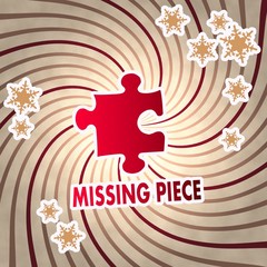 red vintage missing piece label