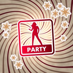 red vintage party symbol