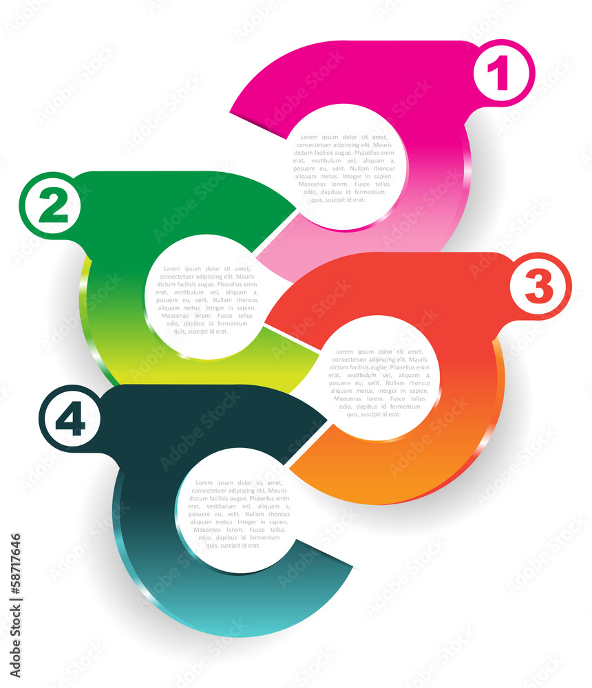 Aufkleber Abstract vector infographic colored background with four steps