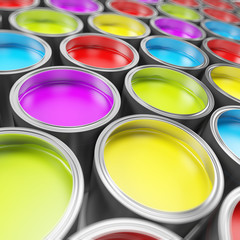 3d rendered illustration of some paint buckets