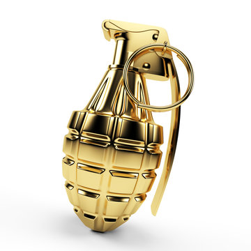 3d rendered illustration of a golden grenade