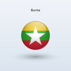 Burma round flag. Vector illustration.