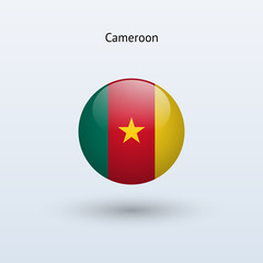 Cameroon round flag. Vector illustration.