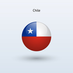 Obraz premium Chile round flag. Vector illustration.
