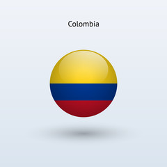 Colombia round flag. Vector illustration.