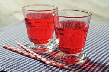 glasses with red drink