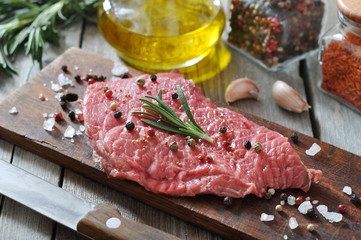 Raw beef steak
