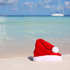 Santa's Hat on Tropical Beach