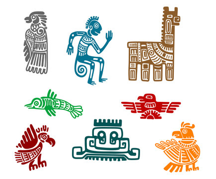 Aztec and maya ancient drawing art