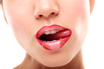 Obraz premium Makeup.Professional Make-up. Lipgloss. Lipstick.