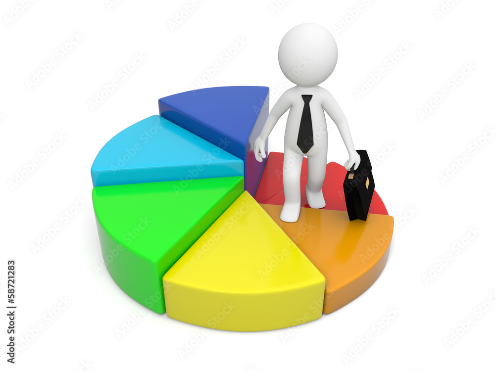 Aufkleber man with pie chart