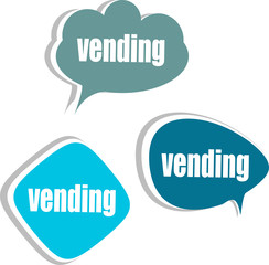 vending banner template. set of stickers, labels, tags, clouds