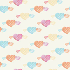 Heart seamless pattern on light background
