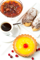 Various cakes with jam