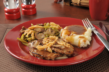Salisbury steak with green bean casserole
