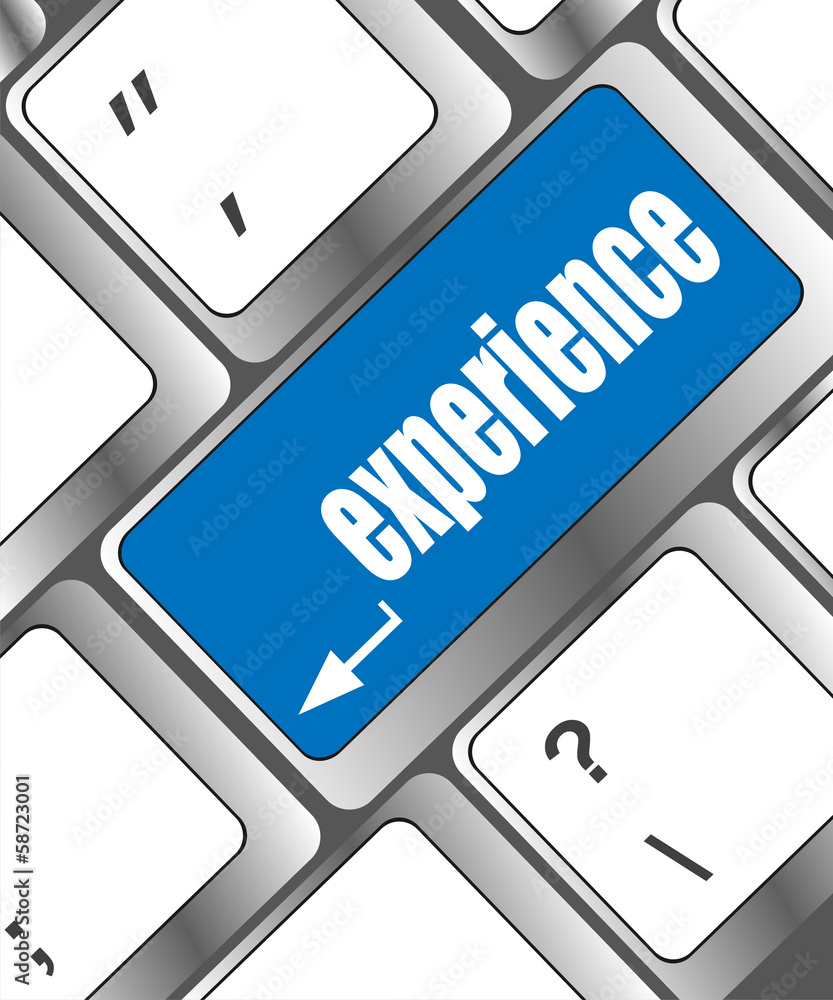 Poster experience word on computer keyboard key