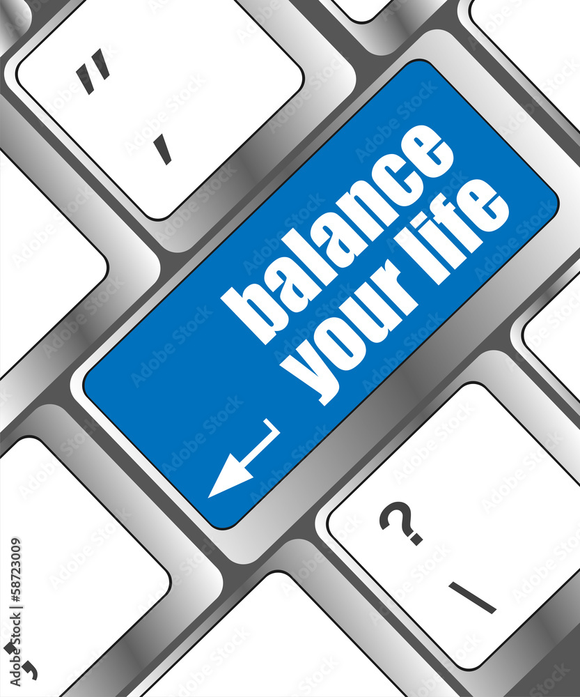 Aufkleber balance your life button on computer keyboard key
