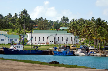 Fototapeta premium Port of Aitutaki in Aitutaki Lagoon Cook Islands