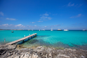 Formentera tropical Mediterranean sea wooden pier