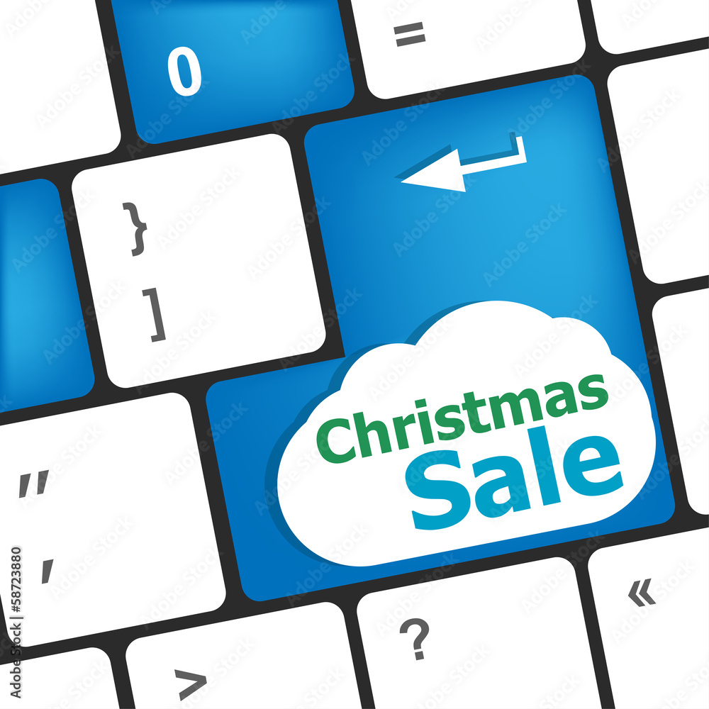 Poster christmas sale on computer keyboard key button