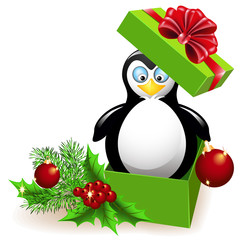 Christmas card with penguin