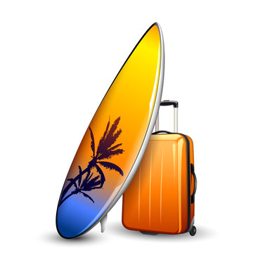 surfboar & suitcase
