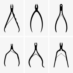 Set of six manicure nippers