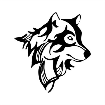 wolf head tattoo vector isolate