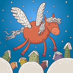Horse with wings, vector illustration