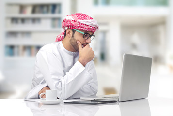 Arabian businessman working in office