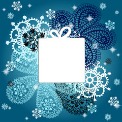 Christmas and New Year card with snowflakes