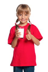 Little girl with glass of milk