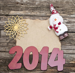 old paper with happy snowman