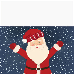 Santa Claus and white banner, vector