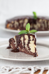 Zebra marble cake with chocolate glaze