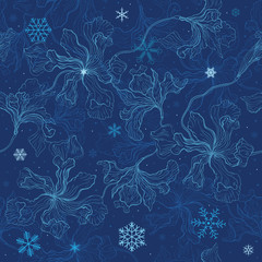 Floral background.  Christmas snowflakes.