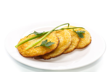 fried potato pancakes on a plate