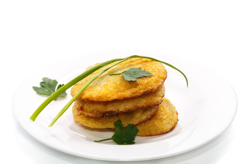 fried potato pancakes on a plate