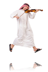 Arab man playing violing on white