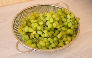 Green grapes in healthy eating concept