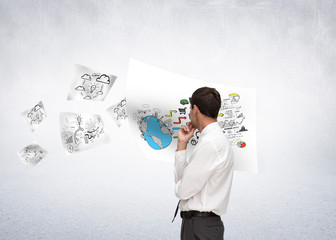 Composite image of thoughtful classy businessman looking away