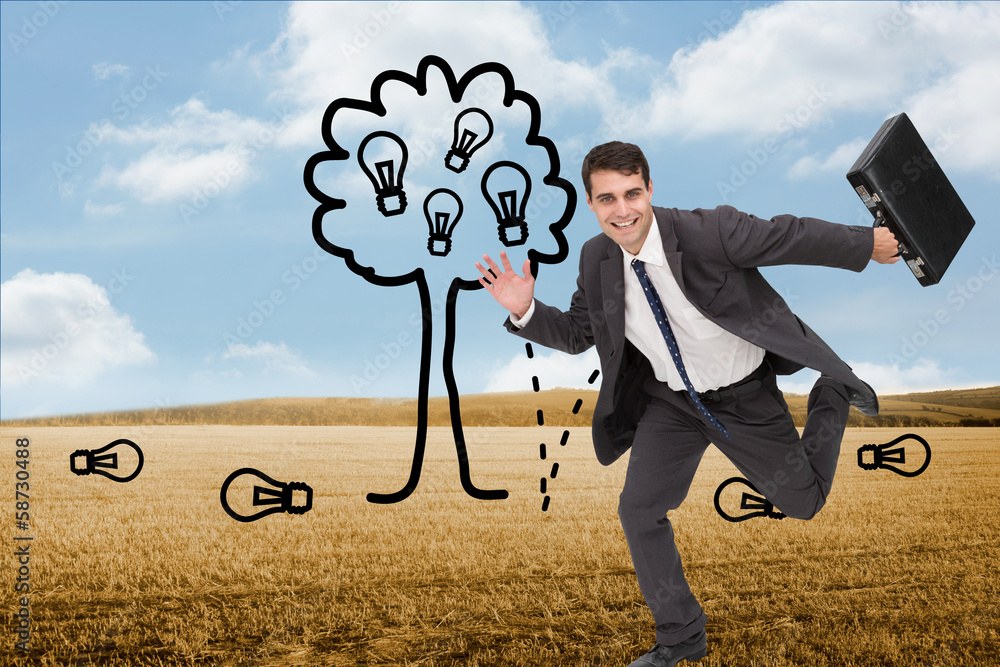 Poster composite image of smiling businessman in a hury