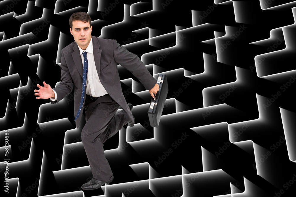 Poster composite image of stern businessman in a hury